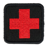 Écusson brodé Ares à croix médicale haute visibilité 5 x 5 cm à dos auto-agrippant