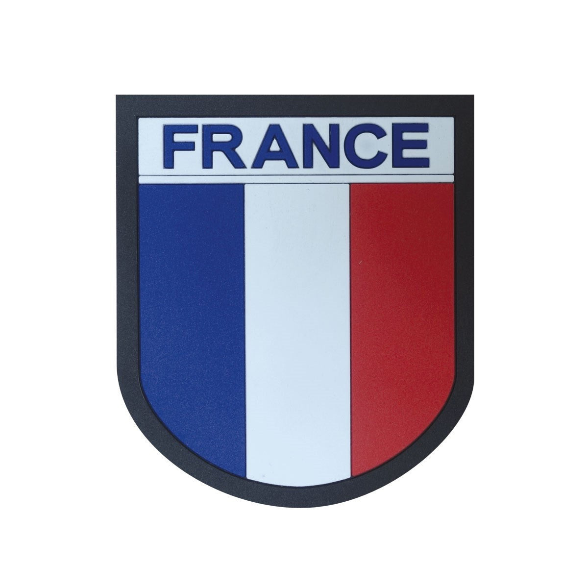 Écusson drapeau France en silicone à bordure contrastée 75 x 65 mm