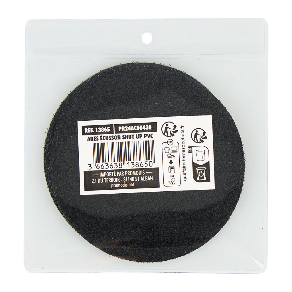 Écusson rond Ares Shut up and take my bullet en PVC souple 8 cm de diamètre