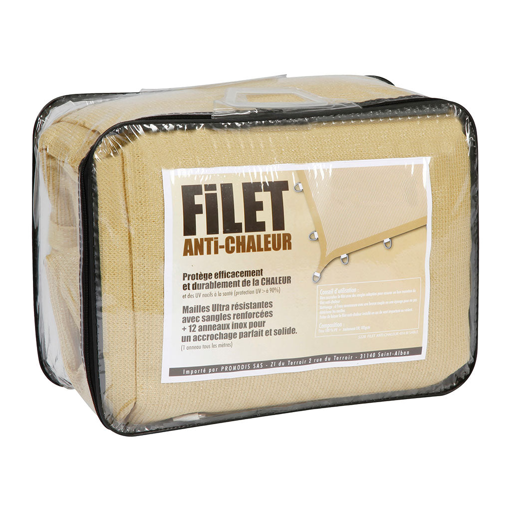 Filet anti-chaleur Ares 4 x 4 m à protection UV supérieure à 95% et 12 œillets métal