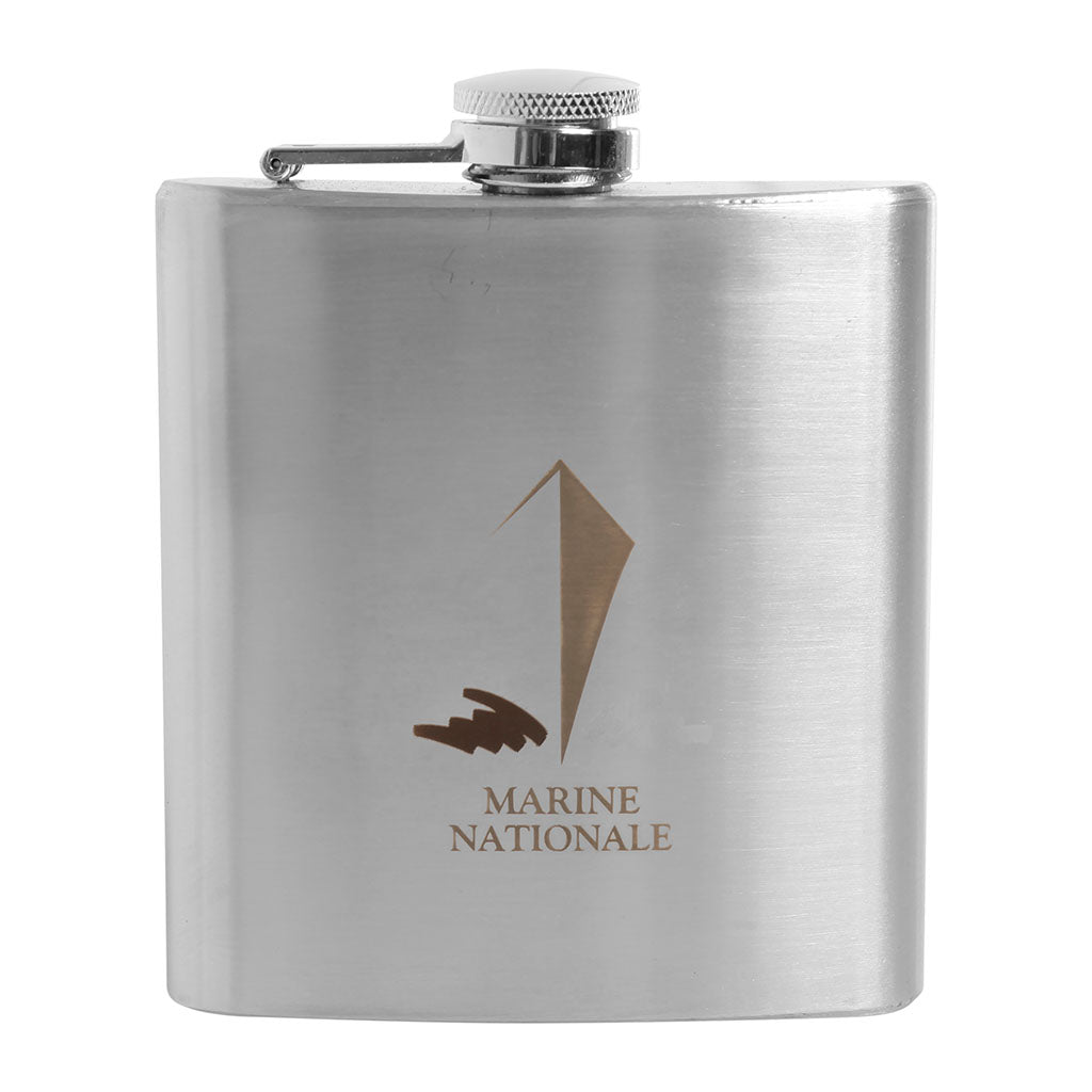 Flasque de poche Ares en acier inoxydable 200 ml gravée aux armes de la Marine nationale