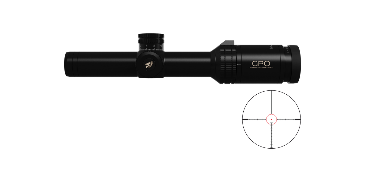 Lunette GPO Tactical 1-6x24 grossissement 1-6 x 24 mm champ 38 m - 6,3 m à 100 mètres