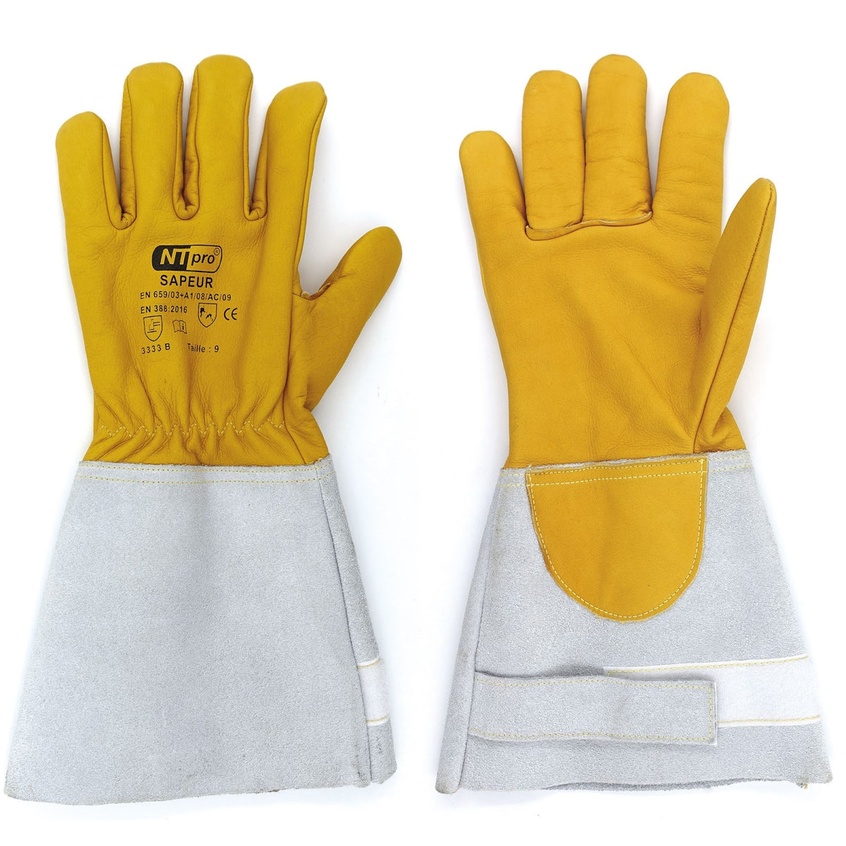 Gants de soudeur cuir fleur de bovin hydrofuge doublure aramide EN 407
