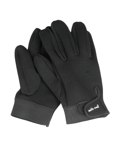 Gants néoprène Mil-Tec de 3 mm avec serrage auto-agrippant au poignet et manchette courte