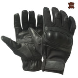 Gants tactiques à coques rigides paume cuir rembourrée et doigts tactiles