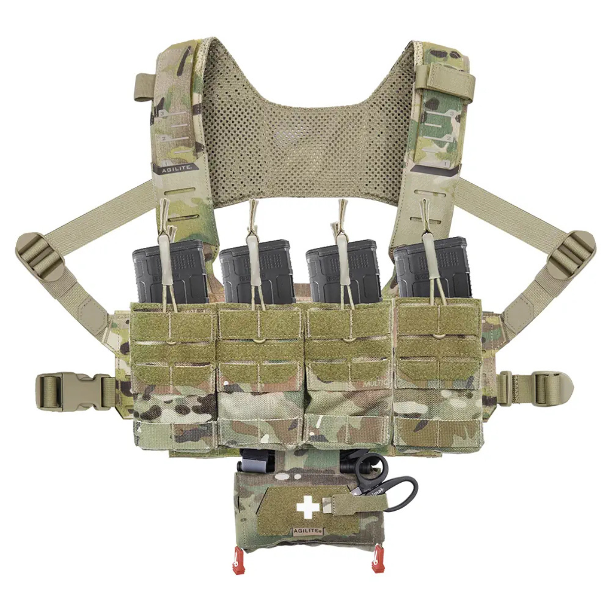 Gilet chest rig Agilite Reaper 380 g compatible placard et MOLLE à harnais HX ajouré