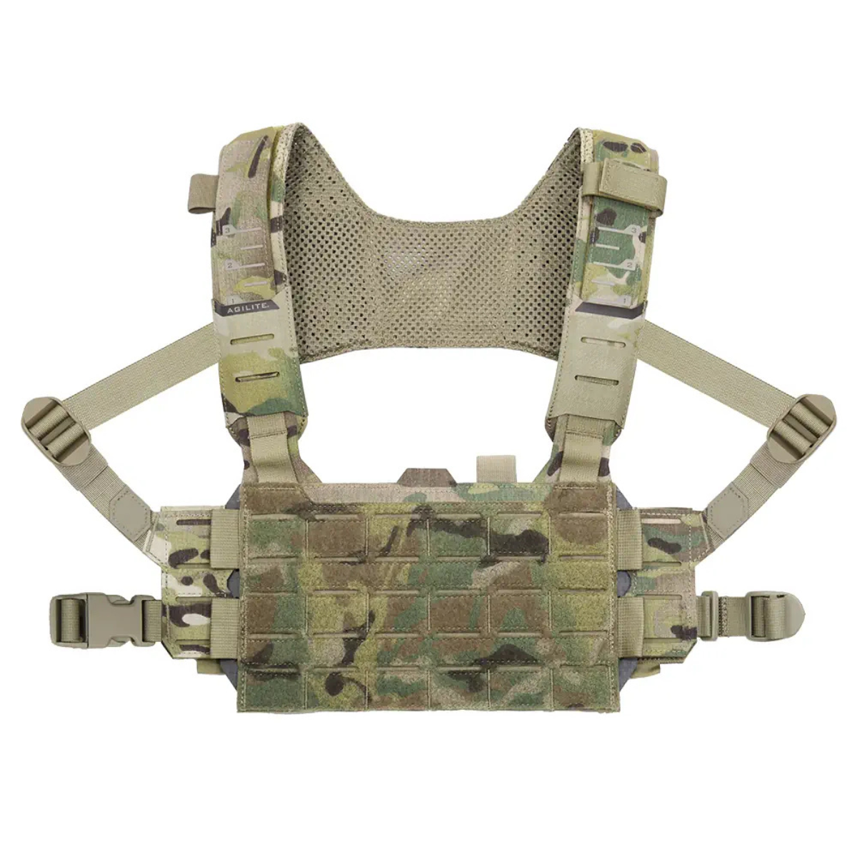 Gilet chest rig Agilite Reaper 380 g compatible placard et MOLLE à harnais HX ajouré