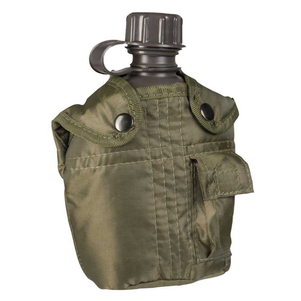 Gourde Mil-Tec type US 1 litre en polyéthylène avec housse polyester et petite poche additionnelle