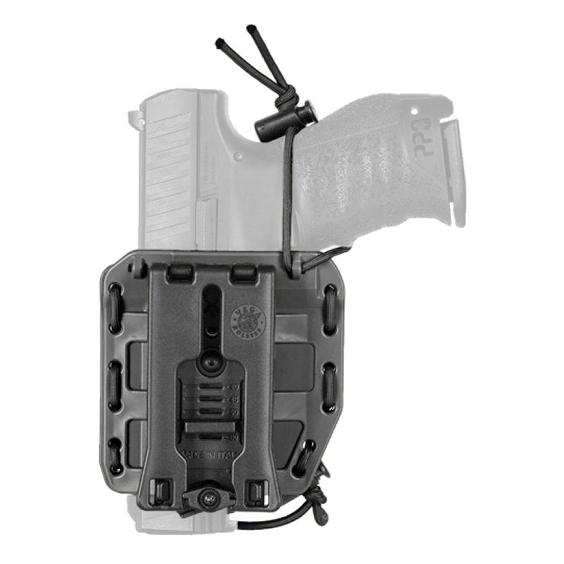 Holster ceinturon en polymère souple Vega Holster Bungy 8BL00 à rétention élastique réglable, compatible MOLLE