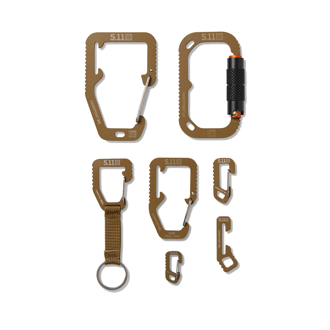 Kit Hardpoint six mousquetons 5.11 Tactical acier boîte de présentation