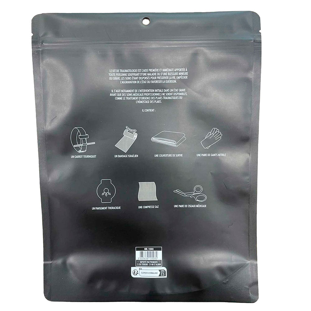 Kit de traumatologie Ares 7 pièces avec garrot bandage compressif et pansement thoracique