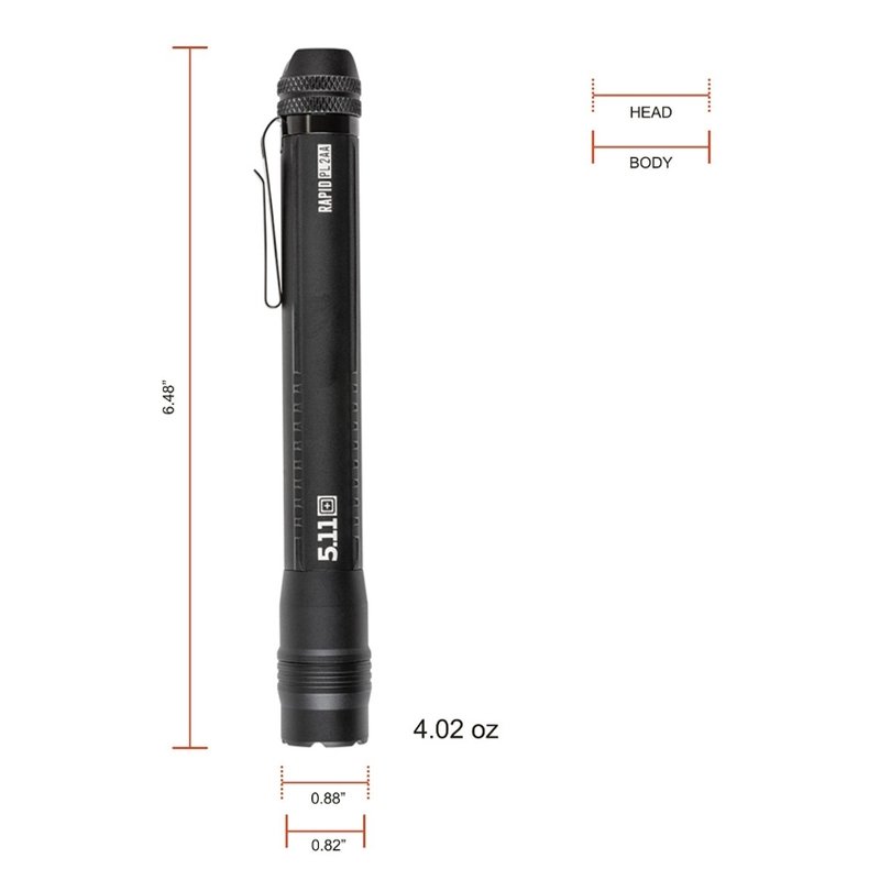 Lampe torche Rapid PL 2AA 5.11 Tactical aluminium aéronautique 500 lumens IP68