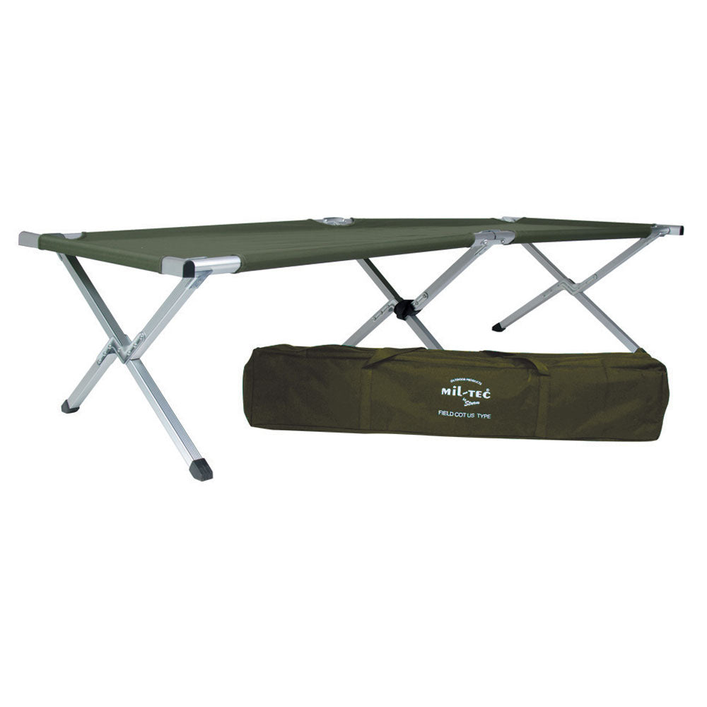 Lit picot type US Mil-Tec en aluminium avec sac de transport