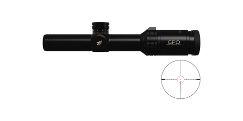 Lunette GPO Tactical 1-6x24 grossissement 1-6 x 24 mm champ 38 m - 6,3 m à 100 mètres