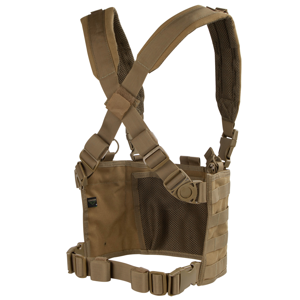 Gilet chest rig Condor Ops bretelles croisées rembourrées boucles pivotantes