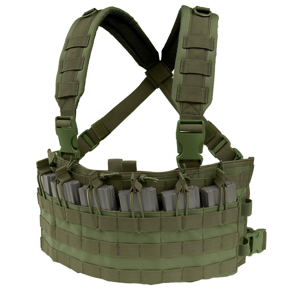 Gilet chest rig Condor Rapid Assault six porte-chargeurs ouverts à bride