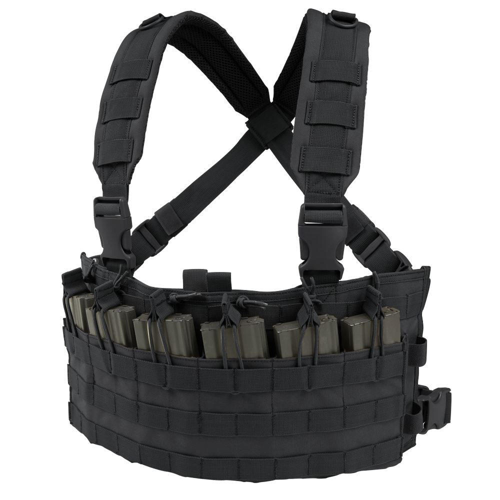 Gilet chest rig Condor Rapid Assault six porte-chargeurs ouverts à bride