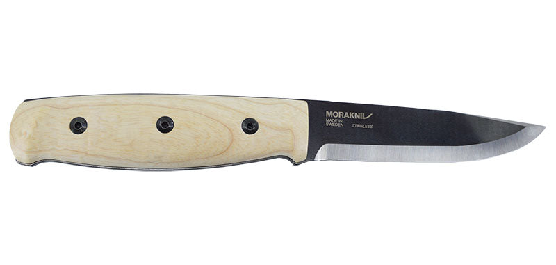 Couteau à lame fixe Morakniv Lok BlackBlade manche frêne certifié FSC étui cuir lame 109 mm