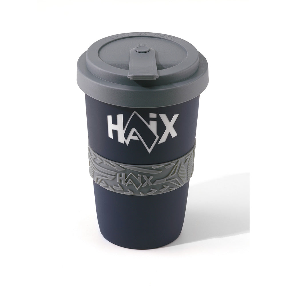 Mug nomade Haix 2Go en porcelaine avec bandeau silicone et couvercle hermétique