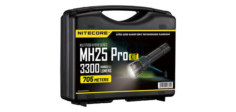 Lampe torche Nitecore MH25 Pro en kit 3 300 lumens portée 705 m rechargeable USB-C étanche IP68