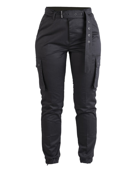 Pantalon cargo femme Mil-Tec en polyester-coton à taille haute et ceinture amovible