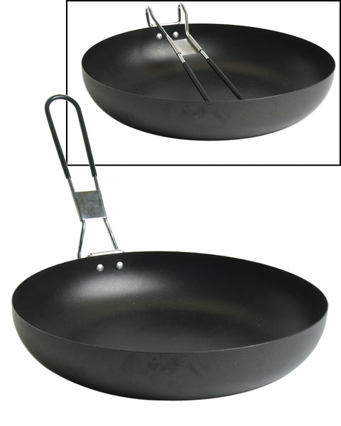 Poêle de camping Mil-Tec en acier à revêtement antiadhésif 25 cm, manche rabattable