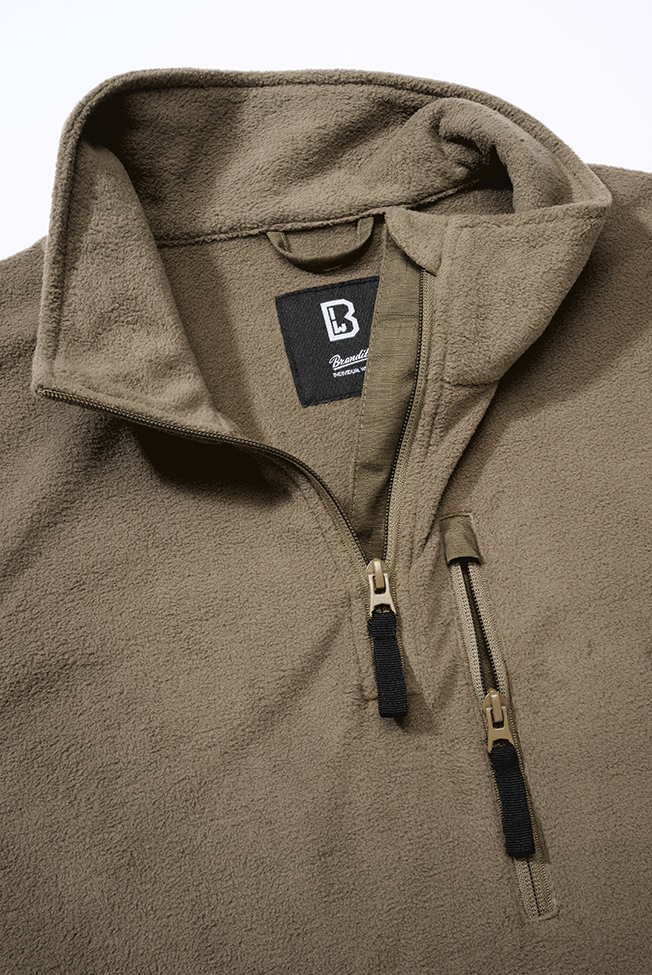 Polaire Brandit Fleece Troyer 170 g/m² col montant et poche de poitrine dissimulée