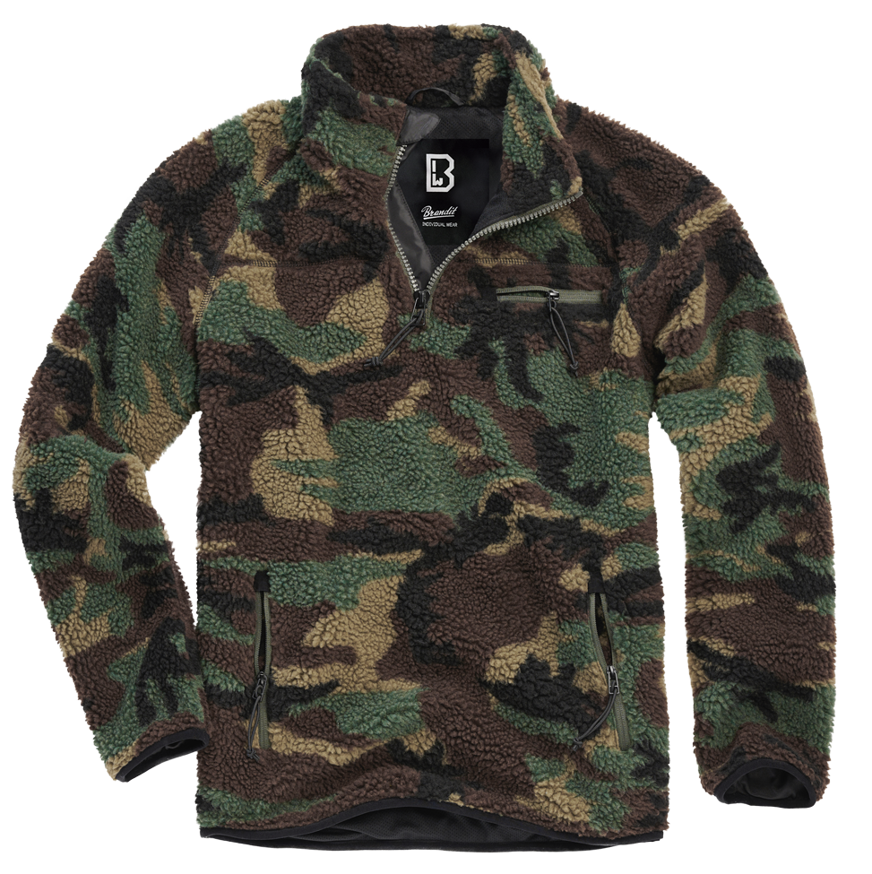 Polaire Brandit Teddyfleece Troyer doublée col montant quatre poches et bas élastiqué