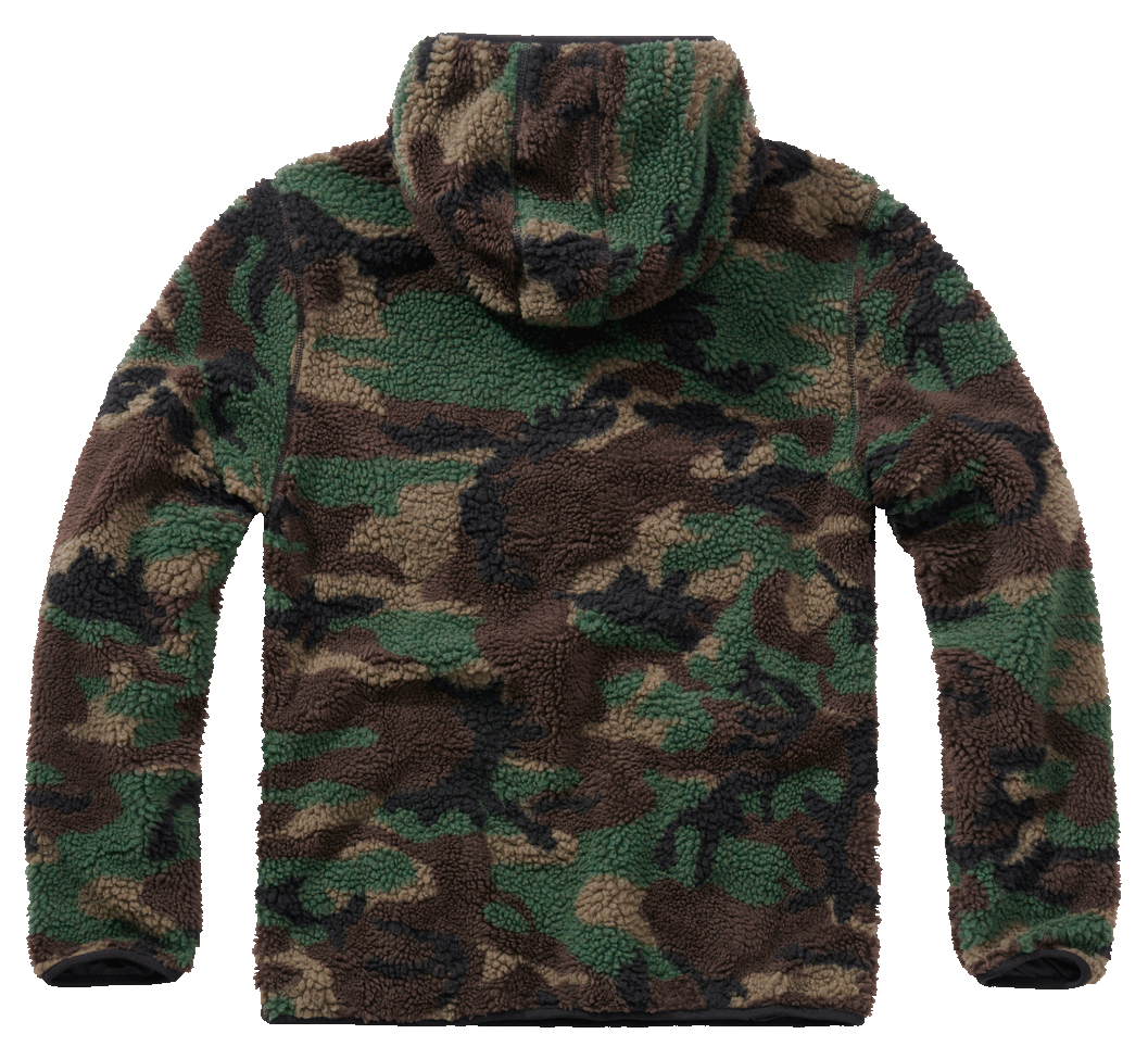 Polaire Brandit Teddyfleece Worker à capuche doublée quatre poches fermeture centrale