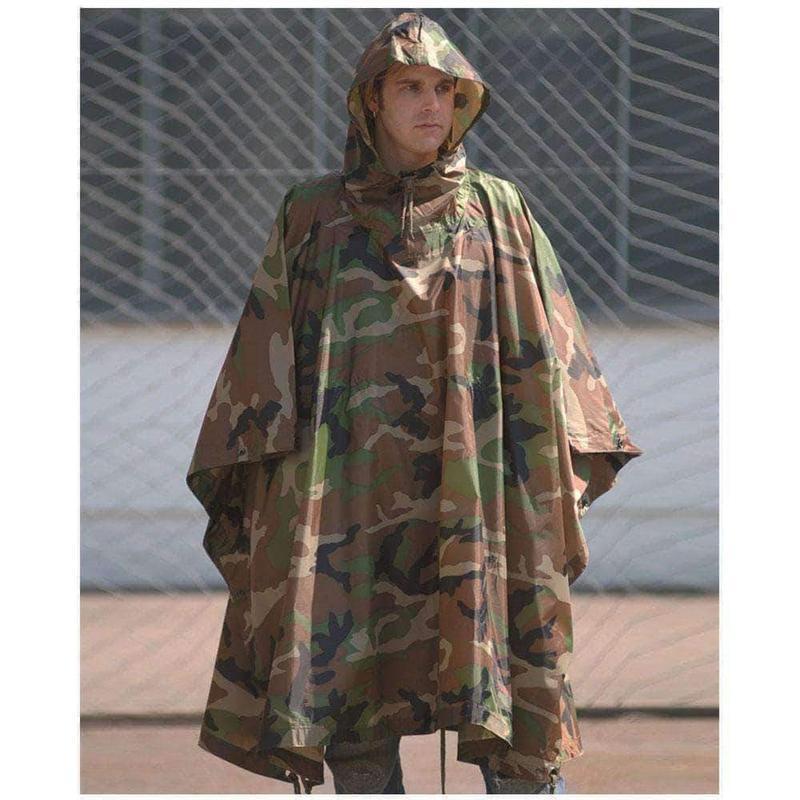 Poncho Mil-Tec type US Army en polyester 210T ripstop enduit polyvinyle colonne d'eau 5000 mm