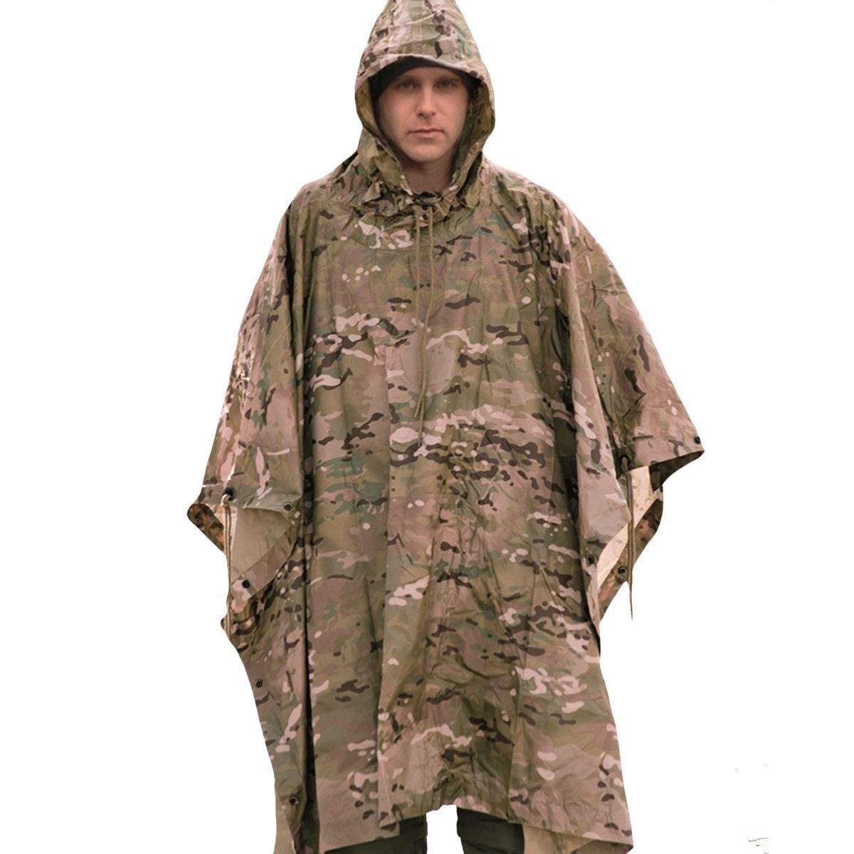 Poncho Mil-Tec type US Army en polyester 210T ripstop enduit polyvinyle colonne d'eau 5000 mm