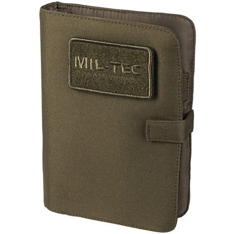 Porte-carnet tactique Mil-Tec Medium polyester enduit PU 18,5 × 3,5 × 24,5 cm 390 g avec bloc-notes