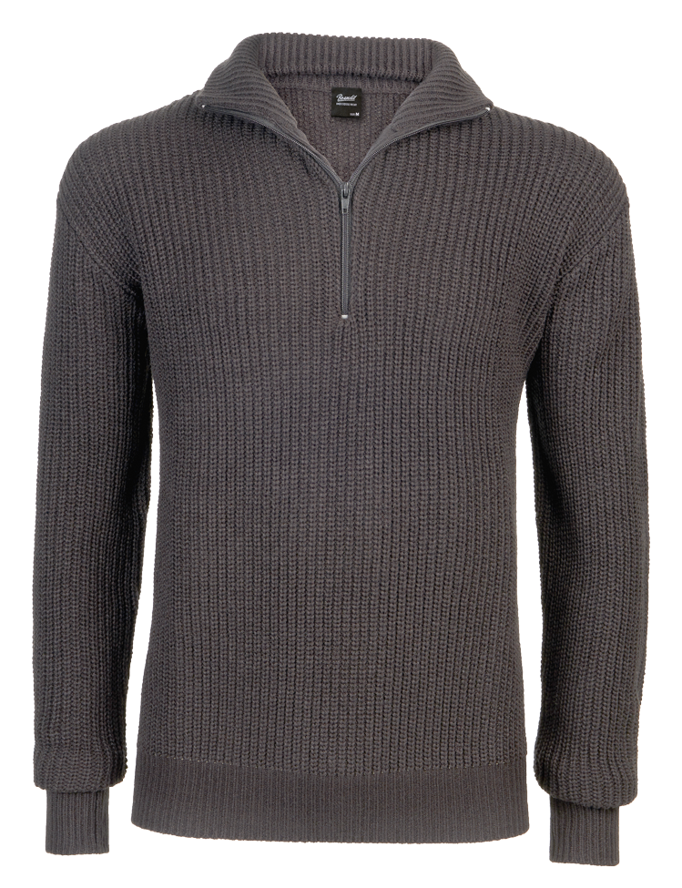 Pull Brandit Marine Troyer en maille polyacrylique col épais à fermeture éclair