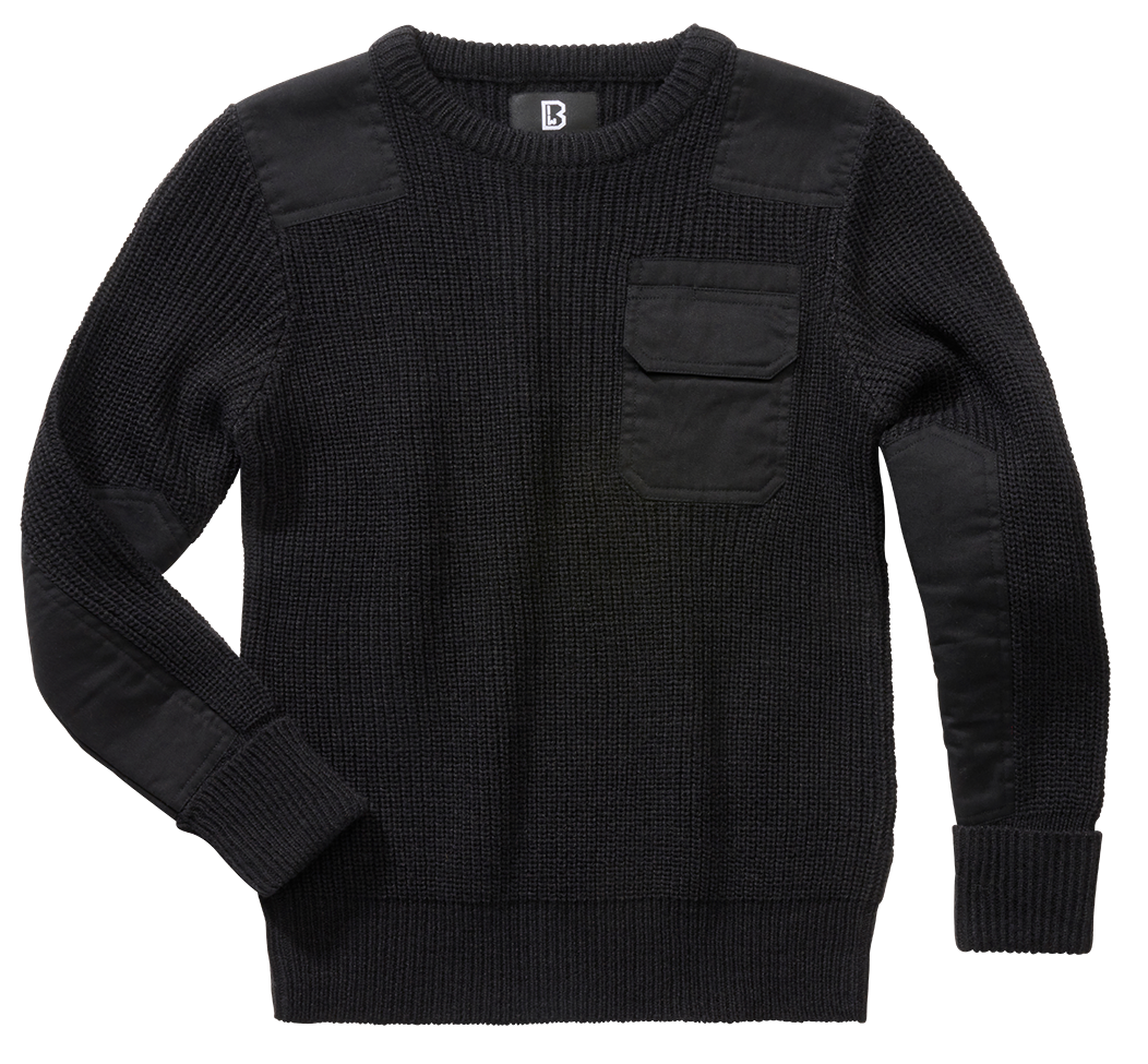Pull enfant Brandit BW coudes et épaules renforcés poche de poitrine auto-agrippante