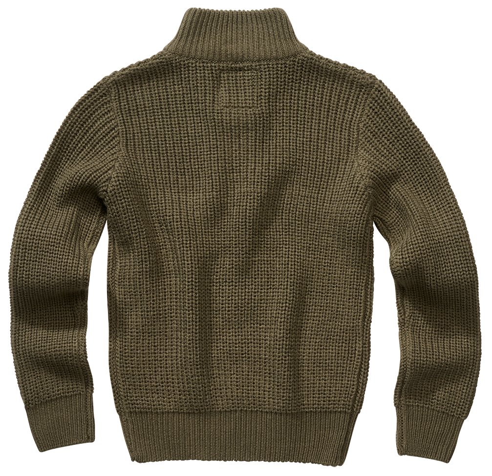 Pull enfant Brandit Marine Troyer maille acrylique col montant à glissière bords côtes