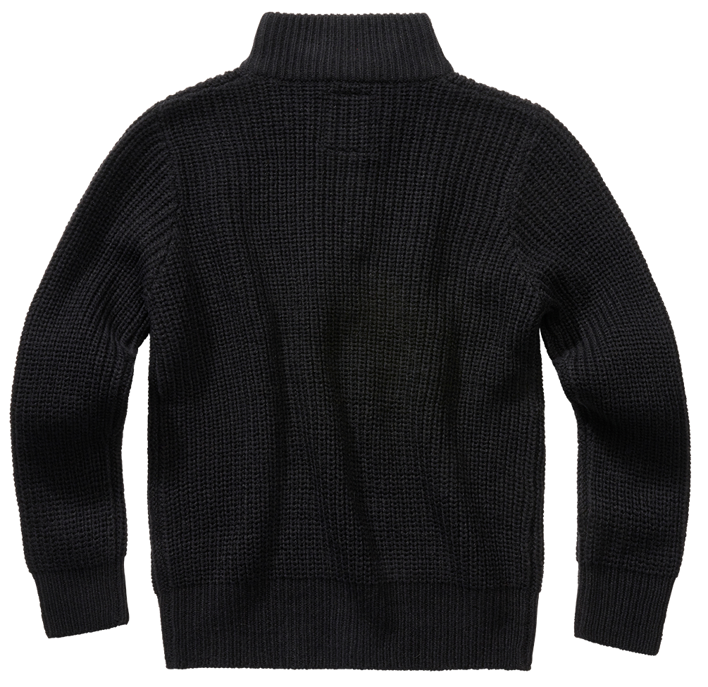 Pull enfant Brandit Marine Troyer maille acrylique col montant à glissière bords côtes