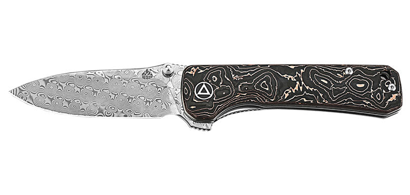 Couteau pliant QSP Hawk 131S acier Damas lame 82 mm lame drop point
