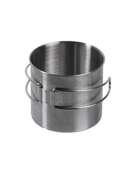 Quart Mil-Tec en acier inoxydable 600 ml avec anses en fil rabattables pour 145 grammes