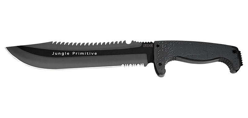 Machette SOG Jungle Primitive acier 8Cr13MoV lame 241 mm fil mixte