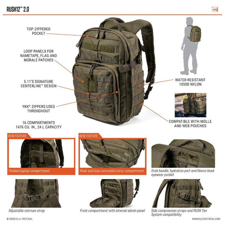 Sac à dos 5.11 Tactical Rush 12 2.0 Multicam 24 L