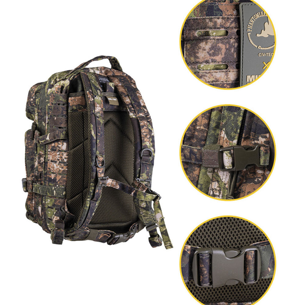 Sac à dos d'assaut Mil-Tec US 20 litres CIV-TEC polyester PVC avec système Laser Cut frontal et bretelle ventrale