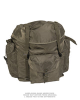 Sac à dos de campagne autrichien avec claie de portage, stock ancien, lot de 5