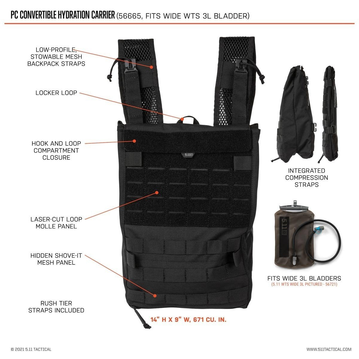 Sac d'hydratation 5.11 Tactical Convertible