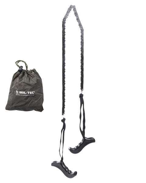Scie à chaîne Mil-Tec 73 cm en acier 200 g avec poignées moulées et sac de transport