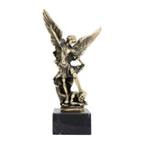 Statue Saint Michel Ares modèle PM en résine injectée avec socle en marbre