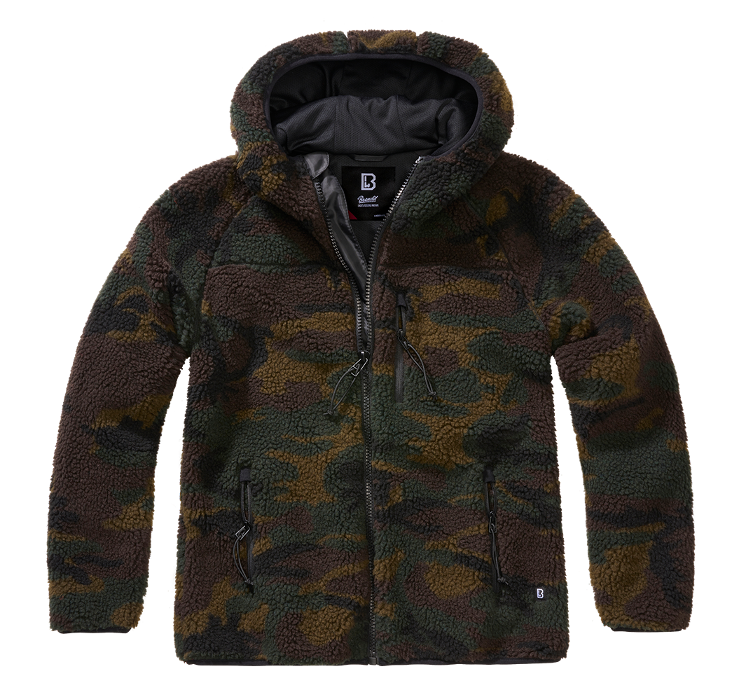 Veste polaire Brandit coupe femme à capuche maille peluche et trois poches à glissière