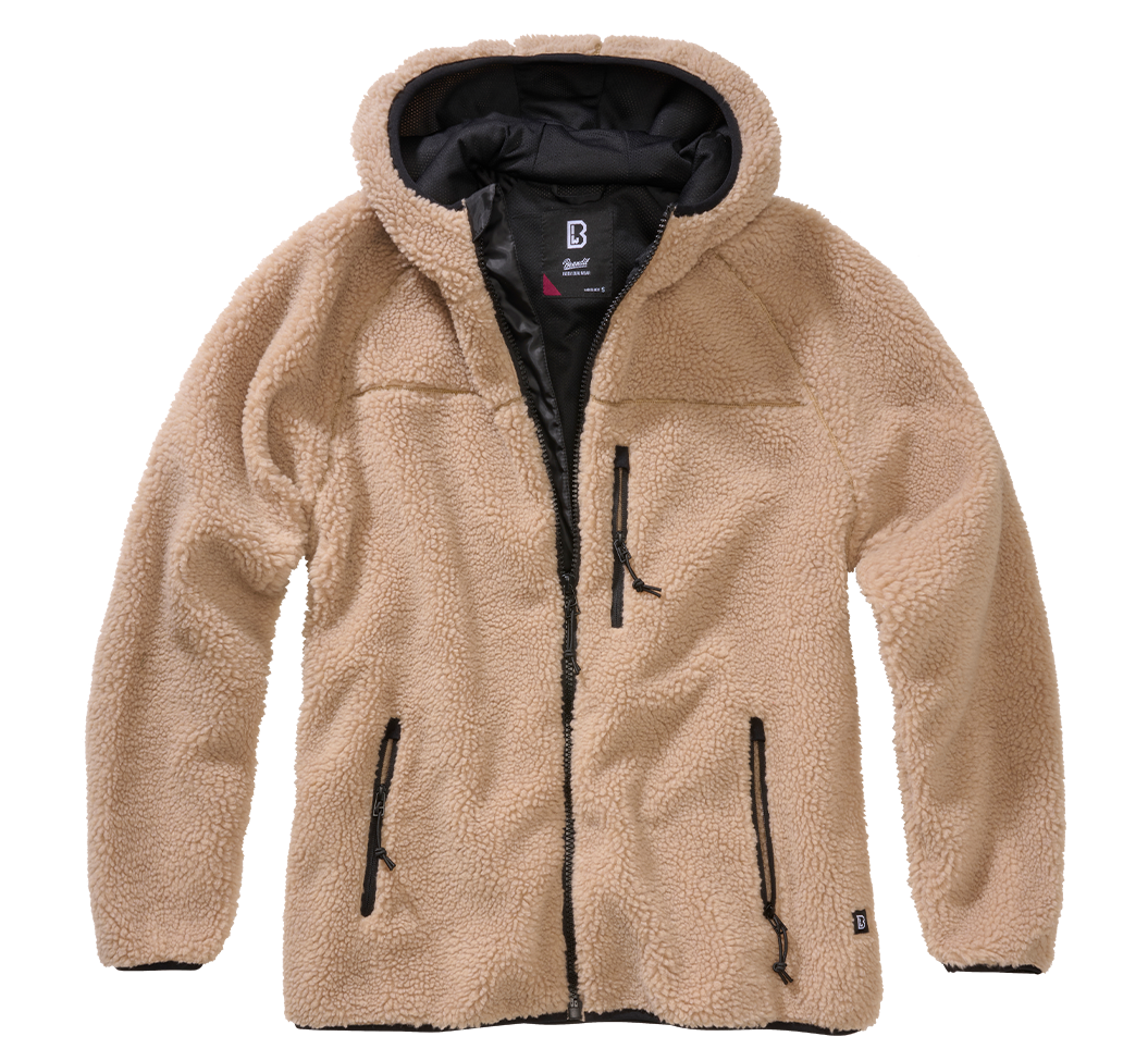 Veste polaire Brandit coupe femme à capuche maille peluche et trois poches à glissière