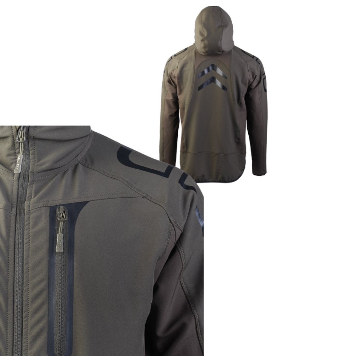 Veste softshell Mil-Tec Flex-Tech Dynamic Force polyester-élasthanne 92/8 déperlante avec capuche