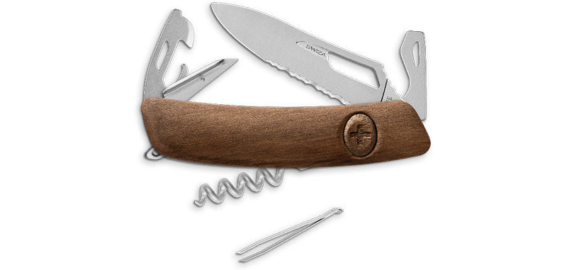 Couteau suisse Swiza SH03 Allmatt bois ouverture une main 7 outils avec anneau