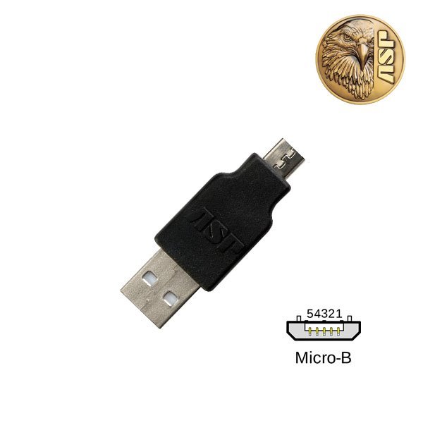 Adaptateur de charge USB Micro-B ASP pour lampes rechargeables sur port USB 2.0